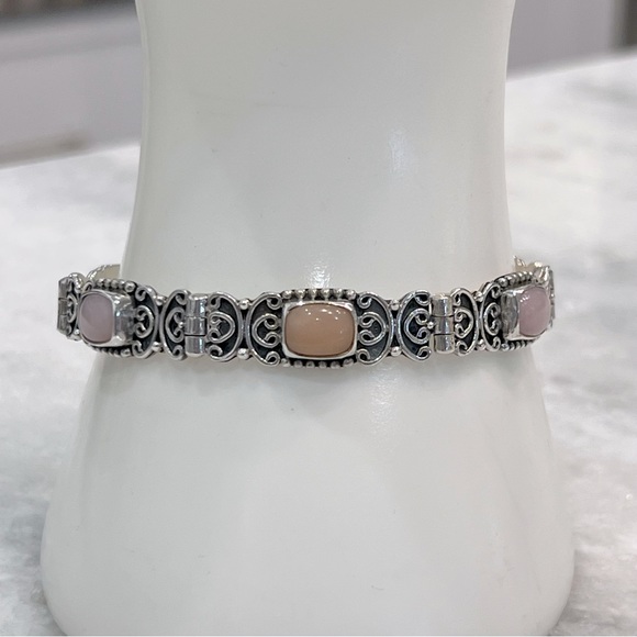 Peruvian Pink Opal Sterling Silver Toggle Clasp Bracelet - Picture 4 of 13